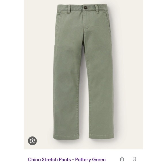 Mini Boden Boys Pottery Green Chino Pants Size 9 Adjustable Waist - Picture 1 of 10